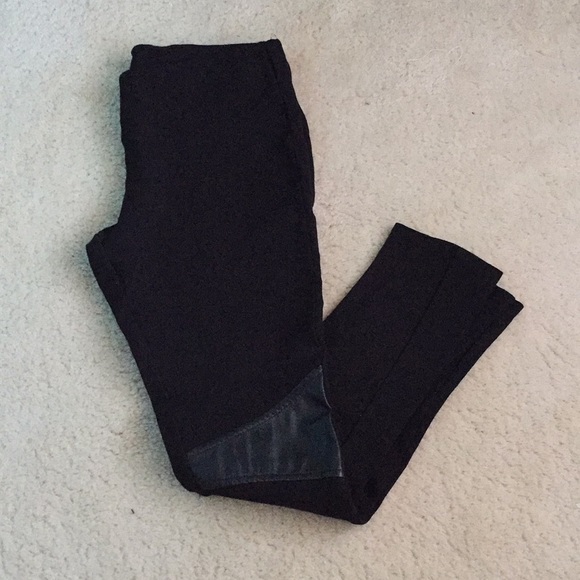Nordstrom Pants - Sexy Black Leather Detail Crop Leggings
